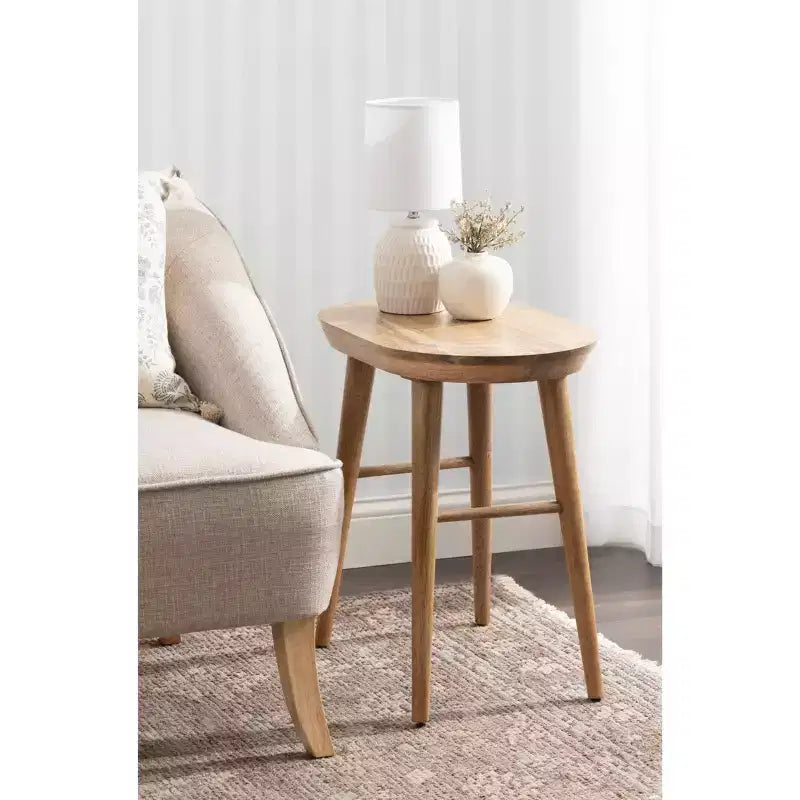 Brown Oval Wood Side Table – 1 Person Use