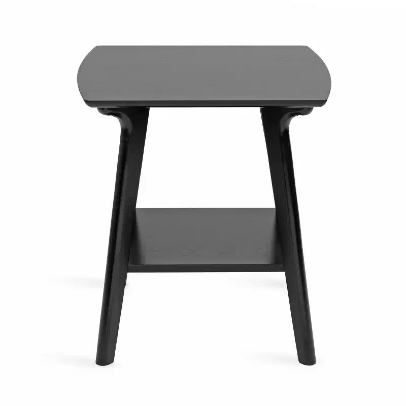 Table d'appoint rectangulaire en bois noir à deux niveaux