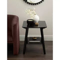 Table d'appoint rectangulaire en bois noir à deux niveaux