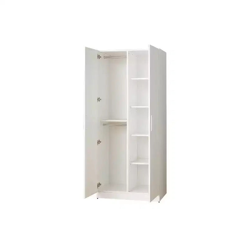 HomeStock Viviane Contemporary Wood Closet with Hanging Bars and Five Shelves in White