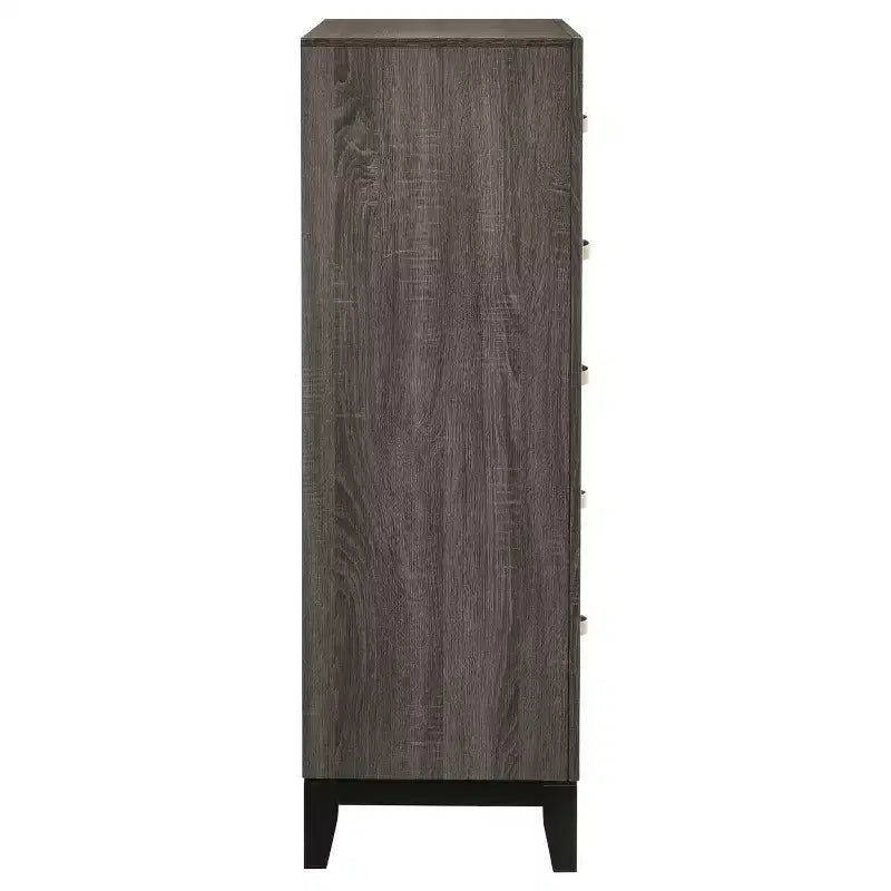 Commode à 5 tiroirs Chêne / Gris Fumé / Blanc – Meuble de rangement pour chambre individuelle