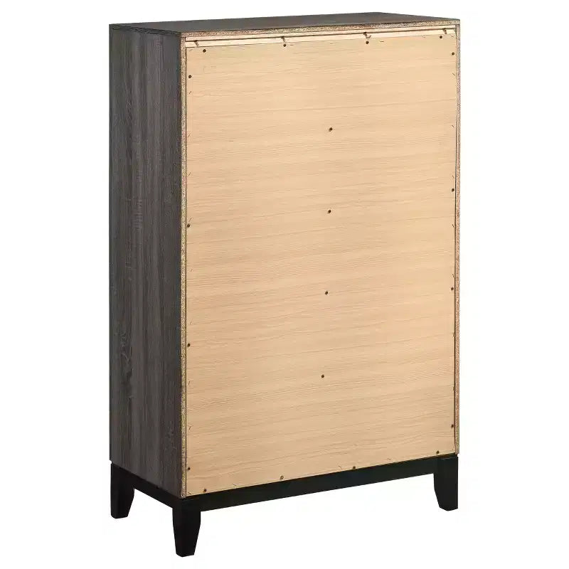 Commode à 5 tiroirs Chêne / Gris Fumé / Blanc – Meuble de rangement pour chambre individuelle