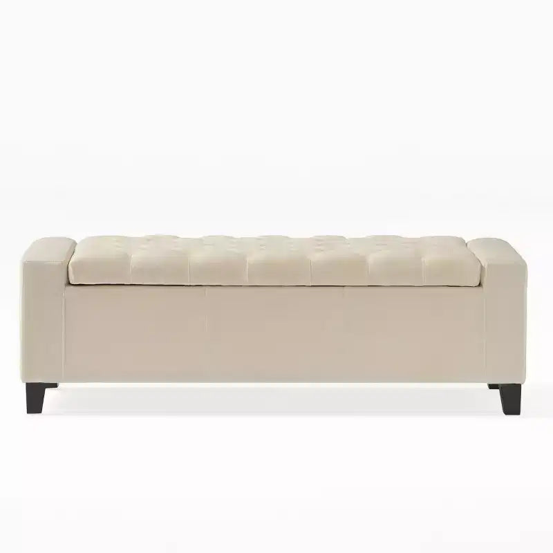 Banc ottoman de rangement capitonné gris, 1 à 2 places