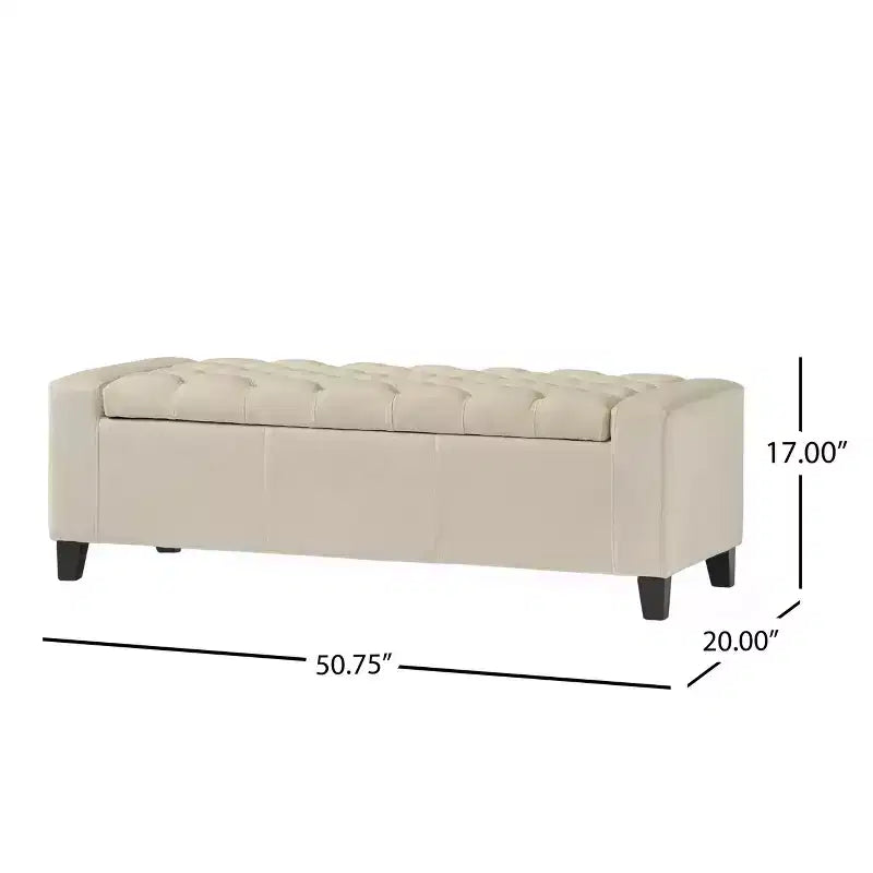 Banc ottoman de rangement capitonné gris, 1 à 2 places
