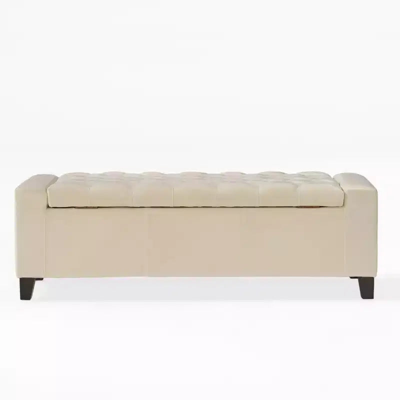 Banc ottoman de rangement capitonné gris, 1 à 2 places