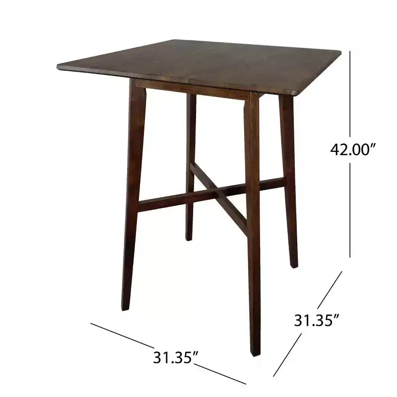 Table de bar carrée 2 personnes, plateau Ciment Gris / Gris+Noir / Noyer, 4 pieds