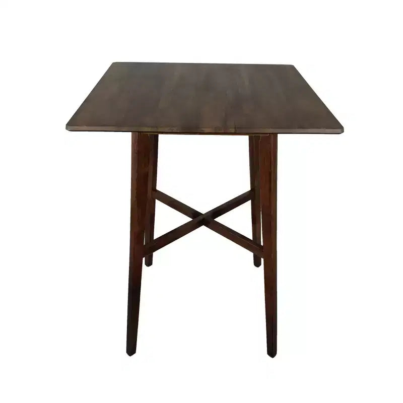 Table de bar carrée 2 personnes, plateau Ciment Gris / Gris+Noir / Noyer, 4 pieds