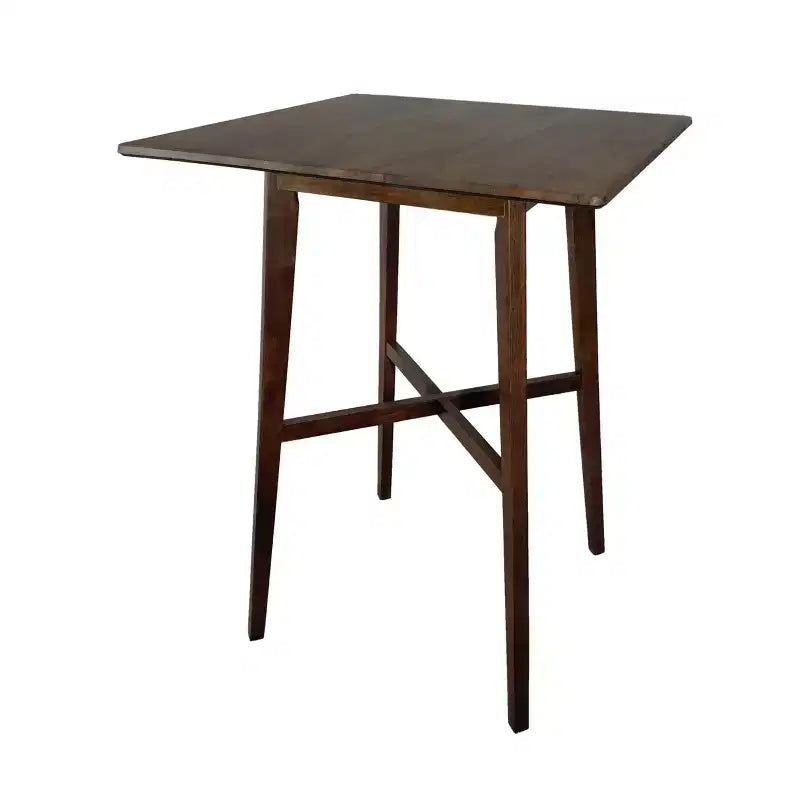 Table de bar carrée 2 personnes, plateau Ciment Gris / Gris+Noir / Noyer, 4 pieds