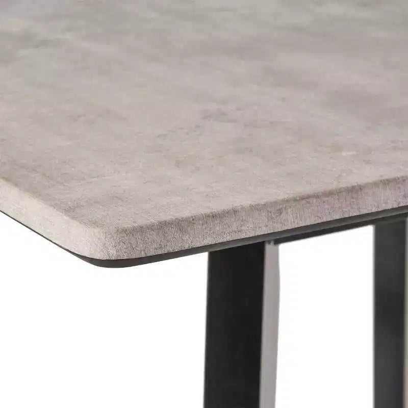 Table de bar carrée 2 personnes, plateau Ciment Gris / Gris+Noir / Noyer, 4 pieds