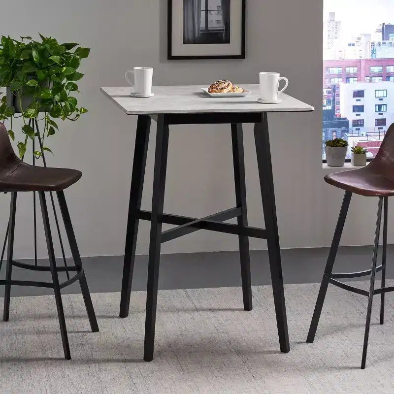 Okak Dining Table Modern Bar Height Kitchen Table with Rubberwood Legs for Small Space, Dining Room, Living Room