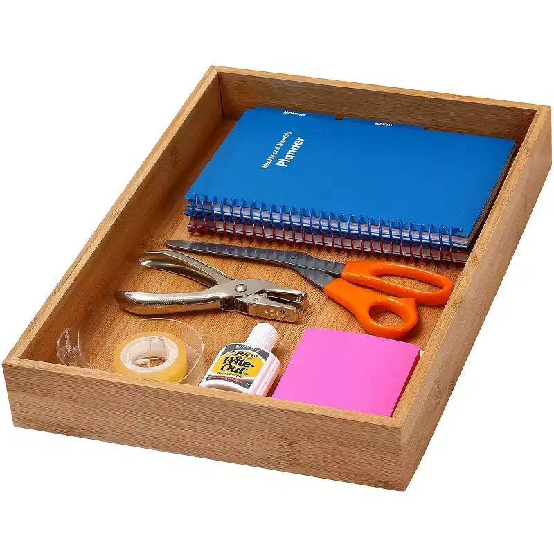 Organiseur de tiroir en bambou naturel, multi-compartiments, simple