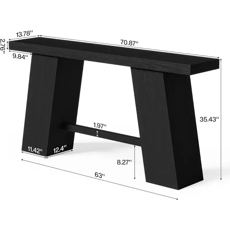 Console trapèze noire, style moderne, monobloc