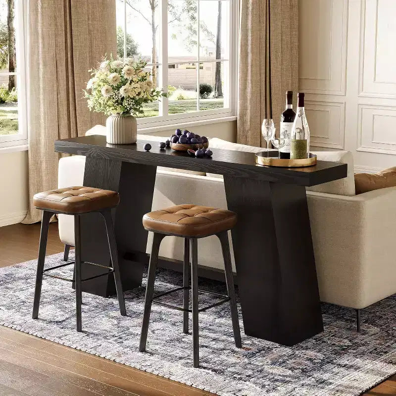 Console trapèze noire, style moderne, monobloc