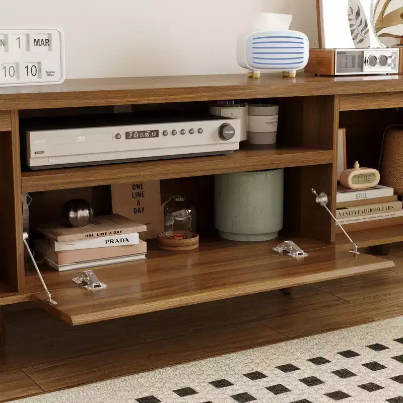 Meuble TV moderne en bois naturel, style minimaliste, convient aux téléviseurs jusqu'à 70 pouces