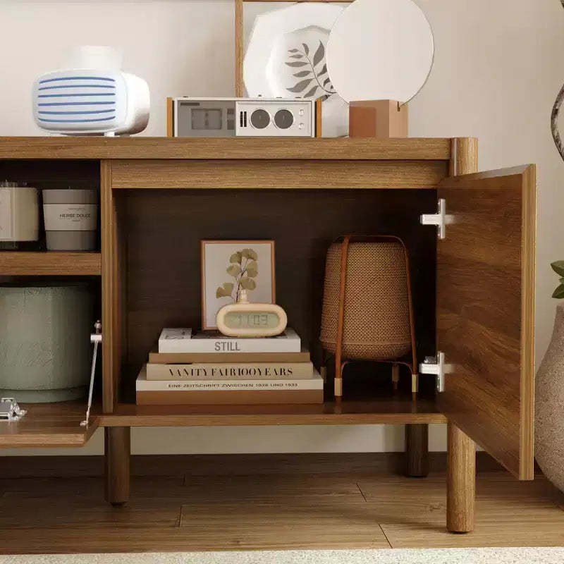 Meuble TV moderne en bois naturel, style minimaliste, convient aux téléviseurs jusqu'à 70 pouces