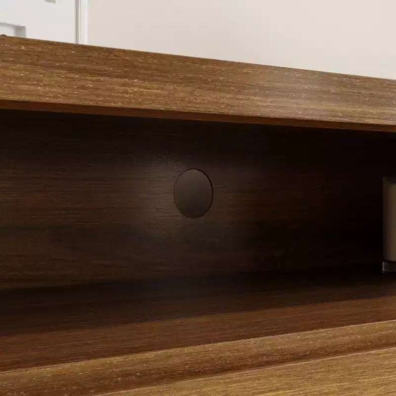 Meuble TV moderne en bois naturel, style minimaliste, convient aux téléviseurs jusqu'à 70 pouces