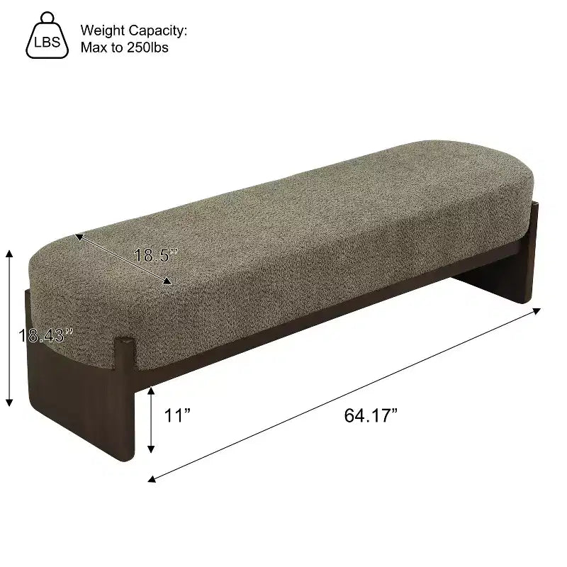 Pouff rectangulaire gris en fil bouclé, 1 place