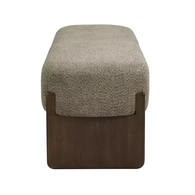 Pouff rectangulaire gris en fil bouclé, 1 place
