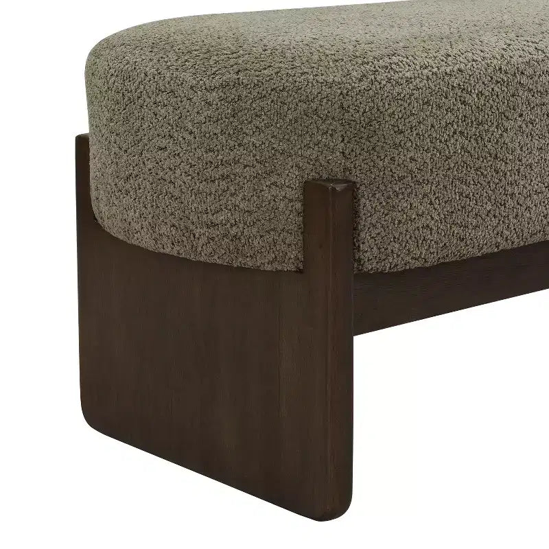 Pouff rectangulaire gris en fil bouclé, 1 place