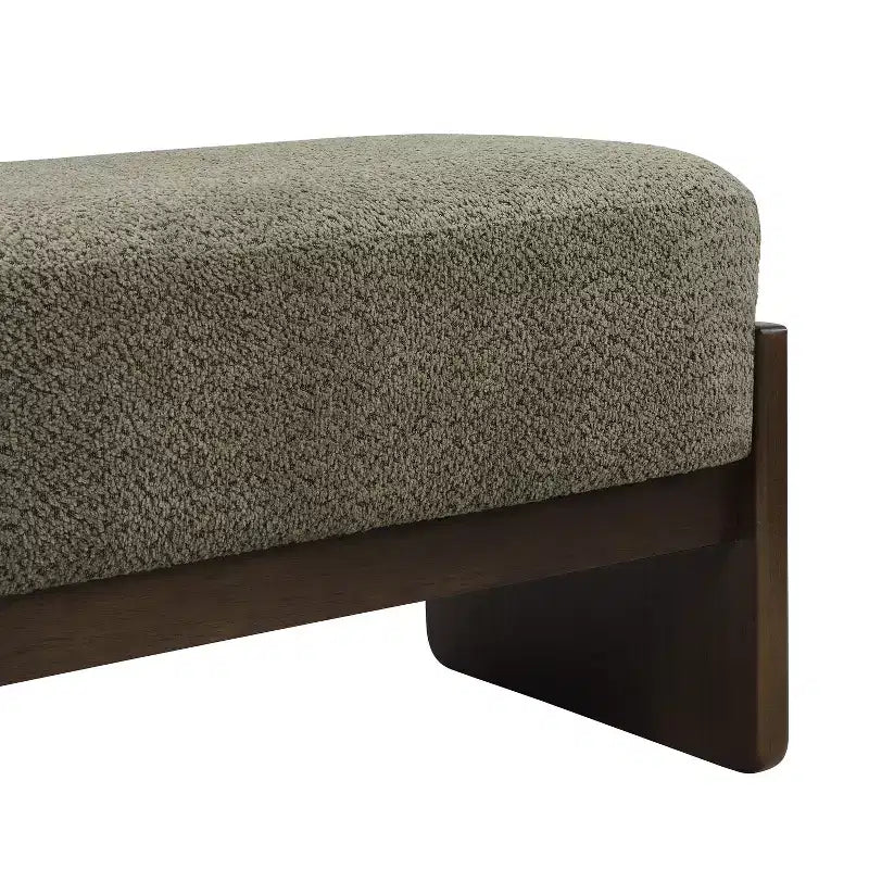 Pouff rectangulaire gris en fil bouclé, 1 place