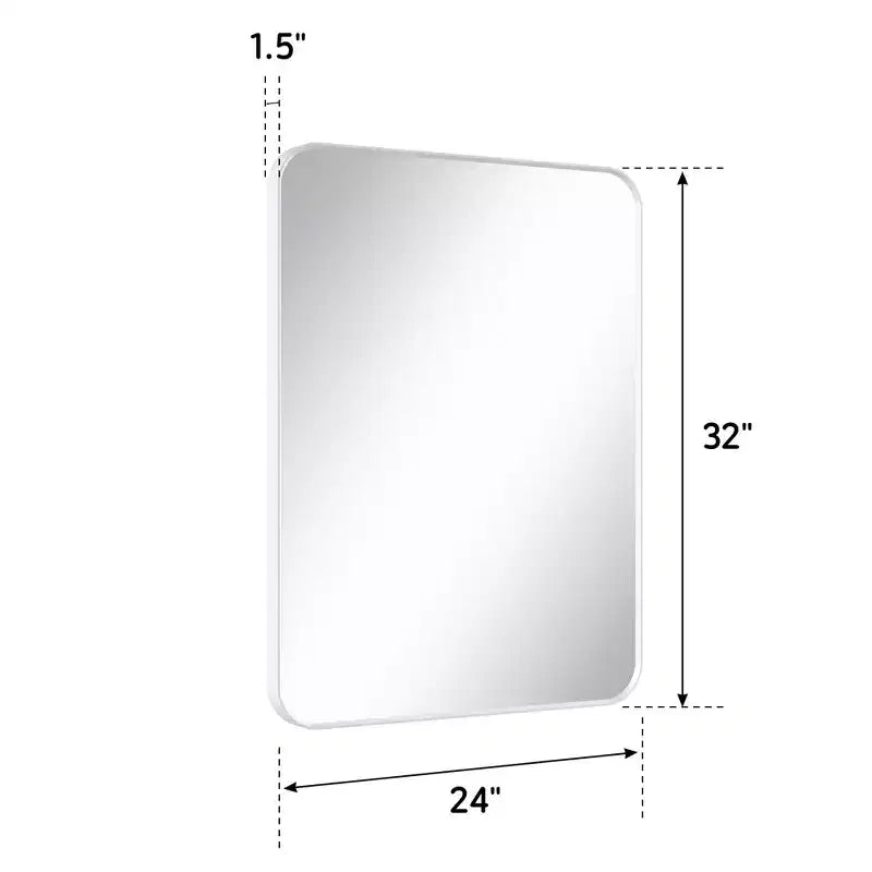 Miroir mural rectangulaire arrondi noir/blanc – 1 personne