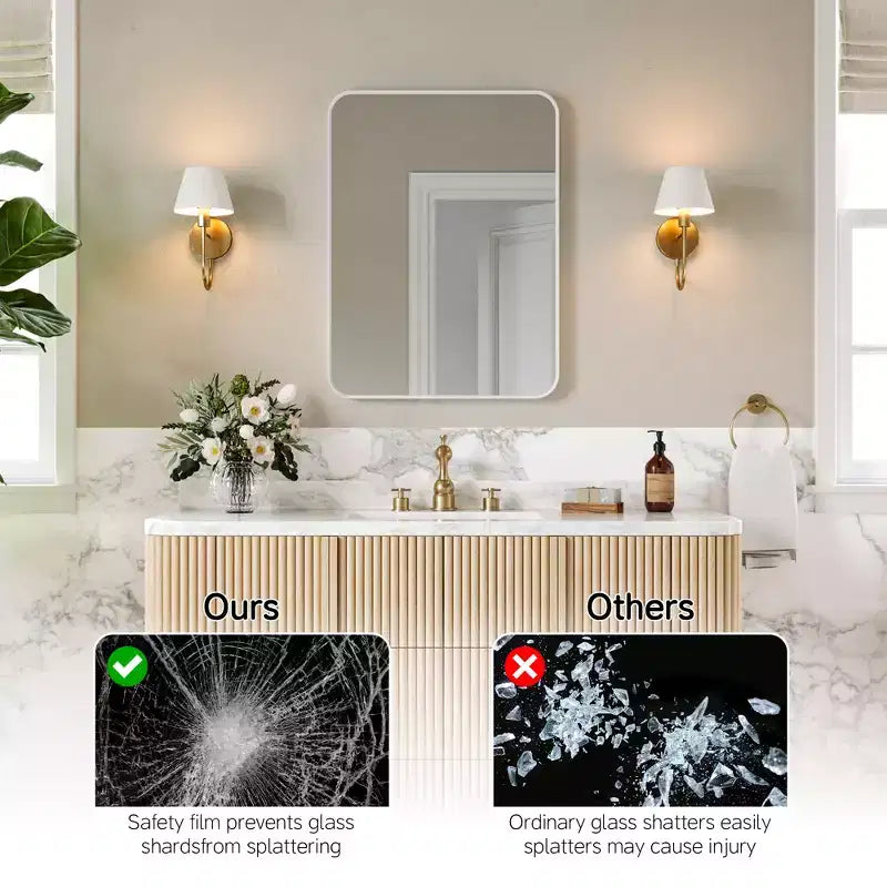 Miroir mural rectangulaire arrondi noir/blanc – 1 personne
