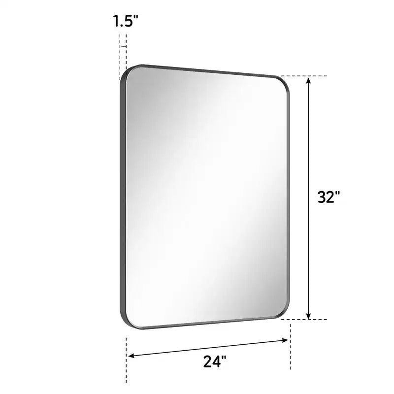 Miroir mural rectangulaire arrondi noir/blanc – 1 personne