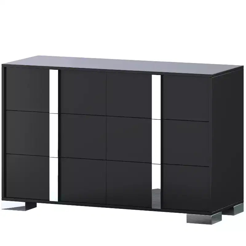 White 6-Drawer Dresser with Mirrored Handles, Single-User