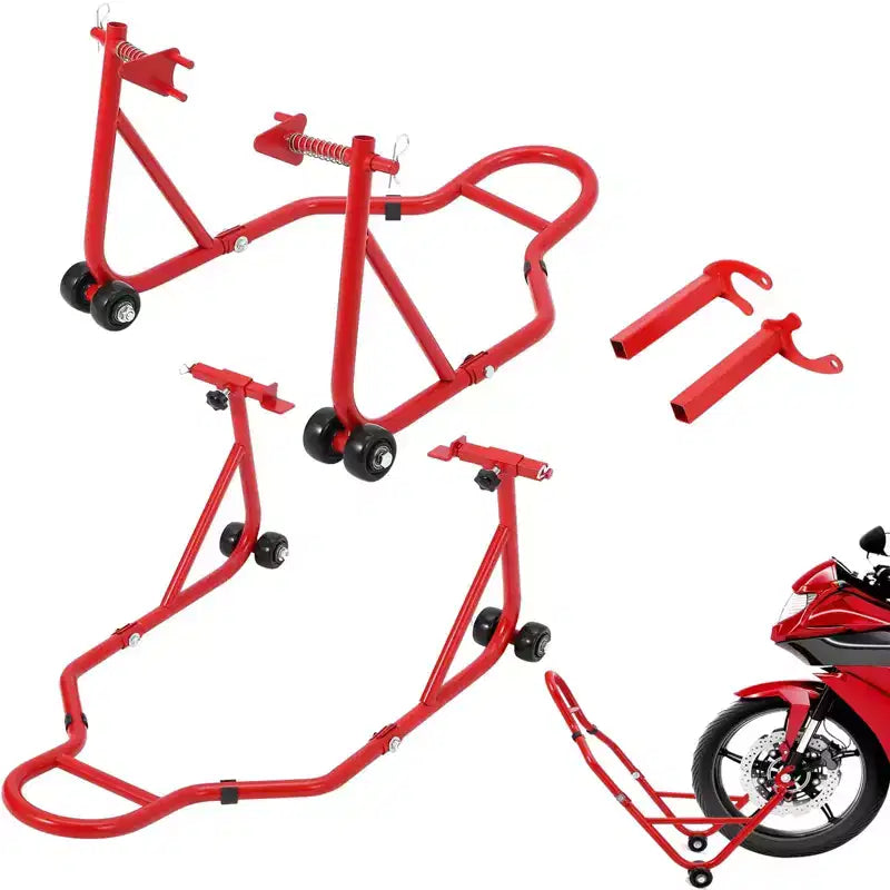 Orange/Rouge, Combinaison avant et arrière, Lève-moto 2 béquilles avec roues, 385 kg