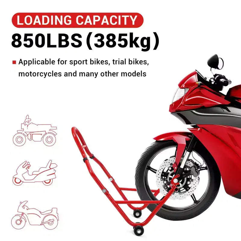Orange/Rouge, Combinaison avant et arrière, Lève-moto 2 béquilles avec roues, 385 kg