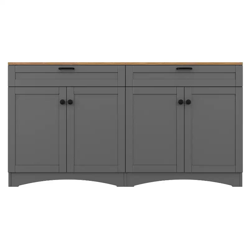 Meuble TV de style rustique avec 2 tiroirs pour téléviseurs jusqu'à 70 po – Buffet de style Mid-Century avec grain de bois