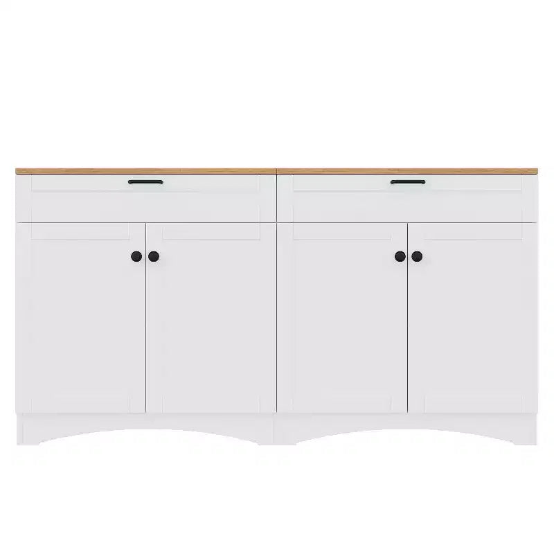 Meuble TV de style rustique avec 2 tiroirs pour téléviseurs jusqu'à 70 po – Buffet de style Mid-Century avec grain de bois