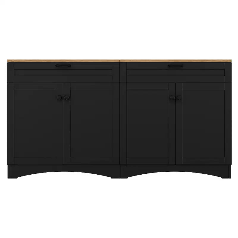 Meuble TV de style rustique avec 2 tiroirs pour téléviseurs jusqu'à 70 po – Buffet de style Mid-Century avec grain de bois