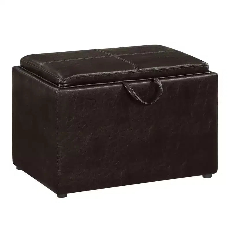 Ottoman de rangement en similicuir noir/espresso, 1 place