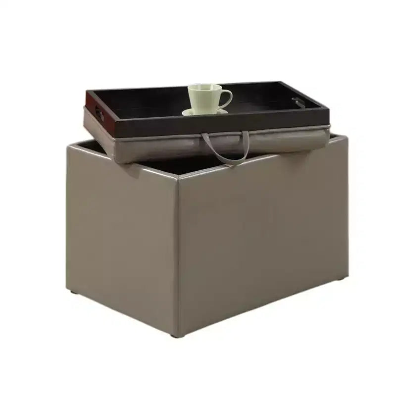 Ottoman de rangement en similicuir noir/espresso, 1 place
