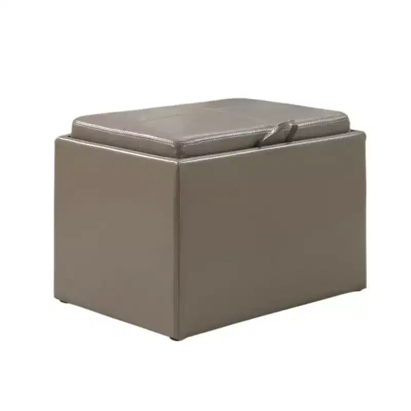 Ottoman de rangement en similicuir noir/espresso, 1 place