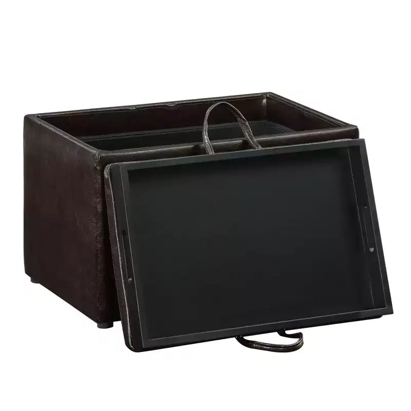 Ottoman de rangement en similicuir noir/espresso, 1 place