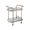 HOMES: Inside + Out Elleria Rectangular Metal Serving Cart: Wine & Beverage Cart with Glass Shelves