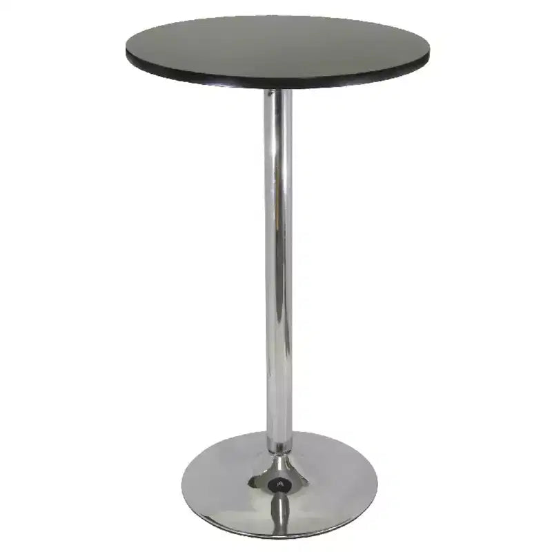 Ensemble table de bar et 4 tabourets pivotants, 3 pièces, noir et chrome