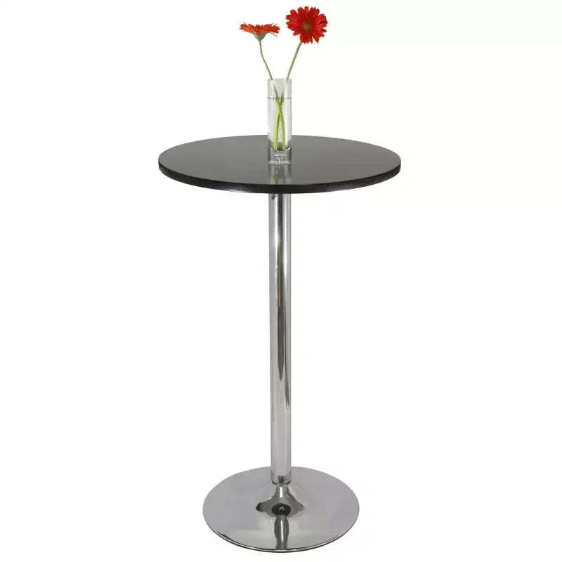Ensemble table de bar et 4 tabourets pivotants, 3 pièces, noir et chrome