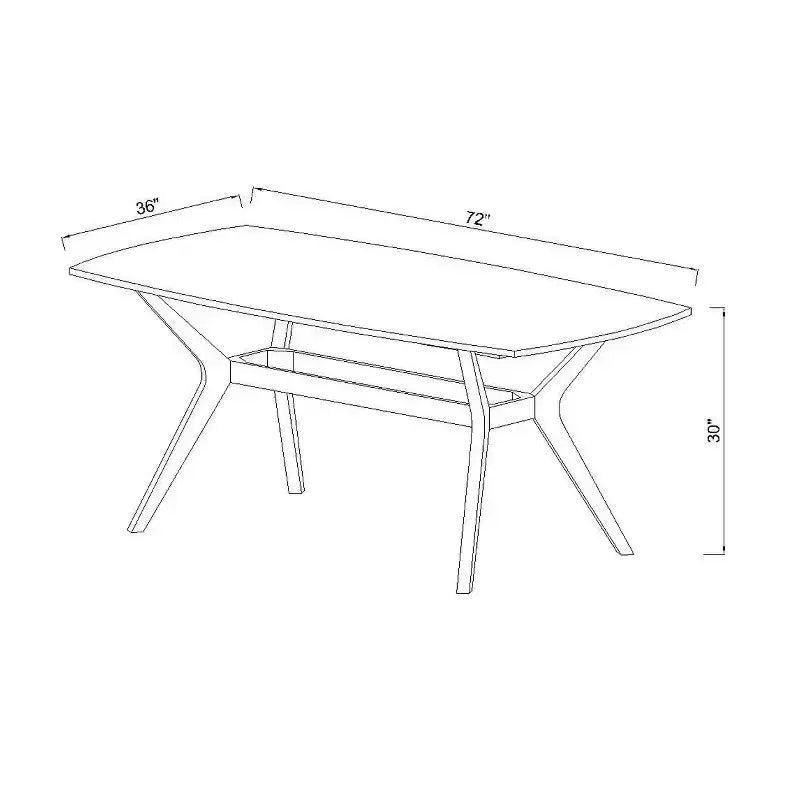 Table à manger rectangulaire blanche/marron, style milieu de siècle, 4 places