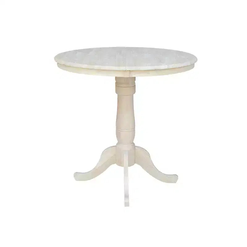 Table de salle à manger ronde à rallonge hauteur comptoir de 36" – Parawood massif non fini, 4 places