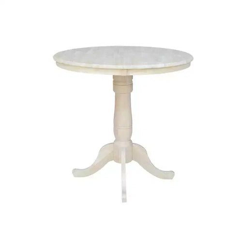 36" Round Counter Height Extension Dining Table – Unfinished Solid Parawood, Seats 4