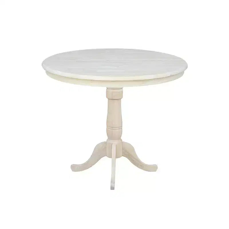 Table de salle à manger ronde à rallonge hauteur comptoir de 36" – Parawood massif non fini, 4 places