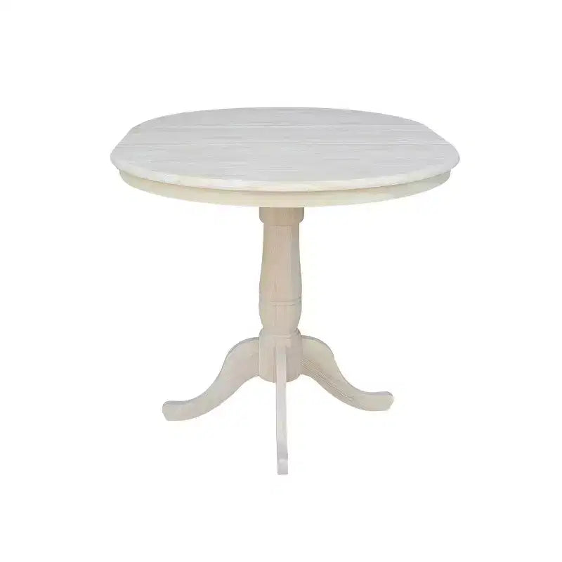 Table de salle à manger ronde à rallonge hauteur comptoir de 36" – Parawood massif non fini, 4 places
