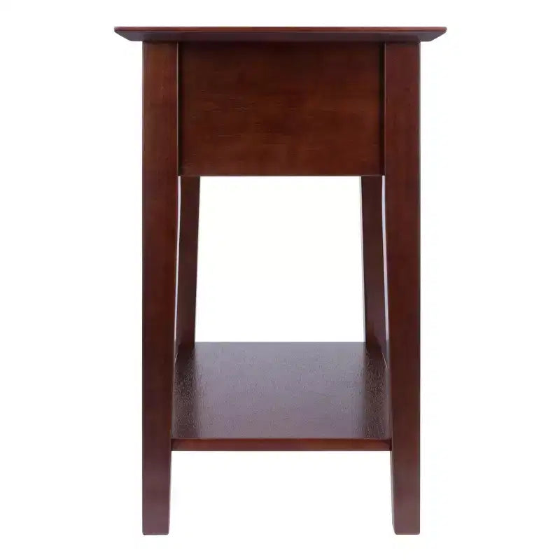 Table de chevet noyer brun à un tiroir et étagère ouverte