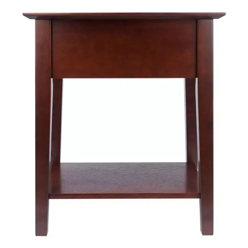Table de chevet noyer brun à un tiroir et étagère ouverte