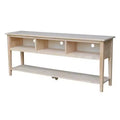 Concepts TV Stand for TVs up to 80" Light Brown - International Concepts: Solid Wood, Unfinished