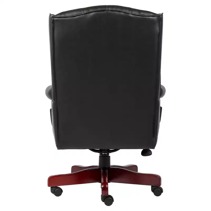 Chaise de bureau à dossier haut noire, rembourrée capitonnée, un seul siège