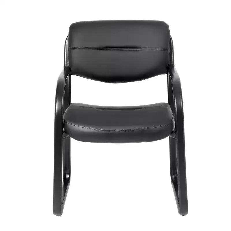 Chaise visiteur en cuir reconstitué noir, piètement luge, hauteur fixe, 1 place